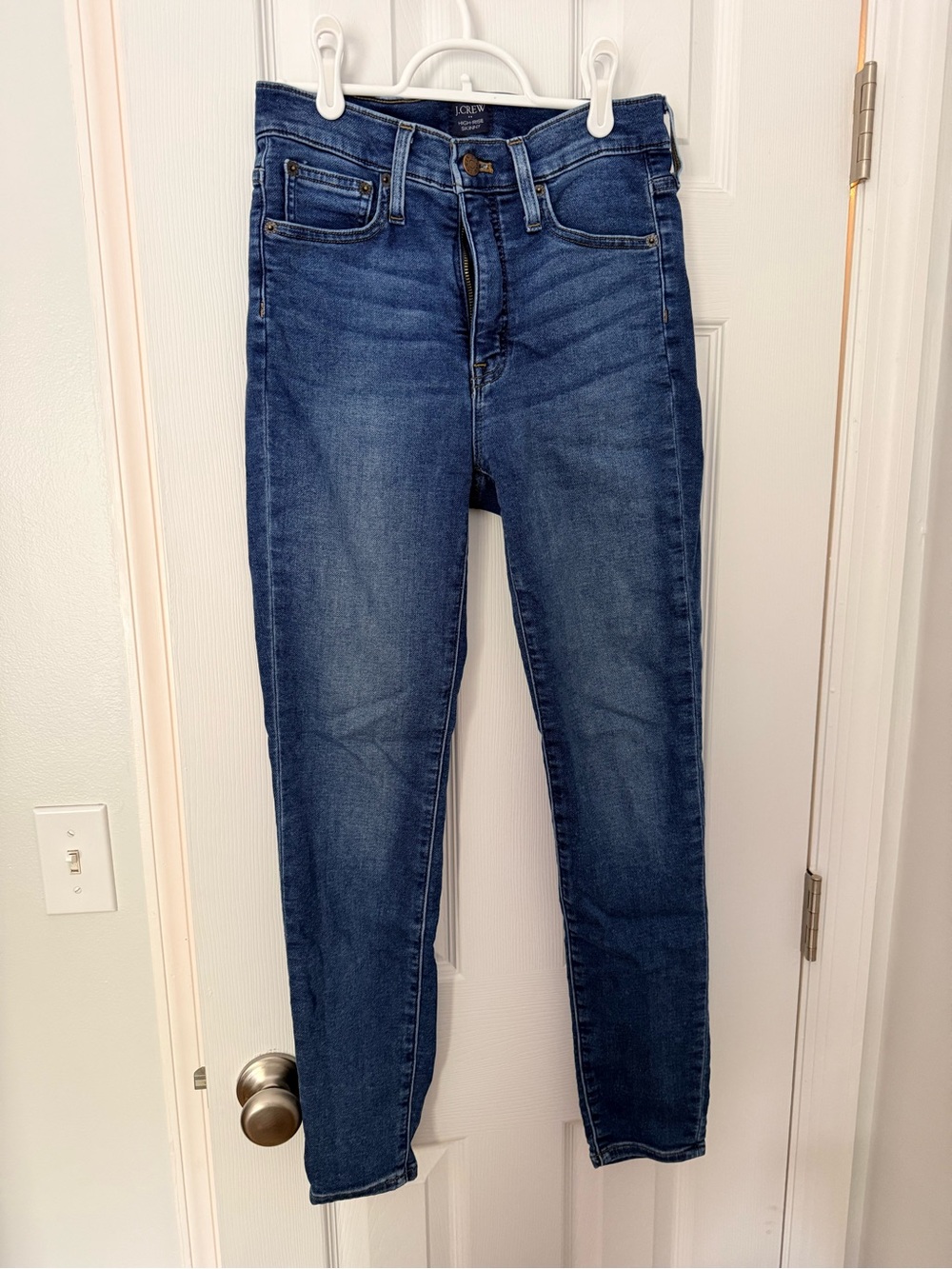 J. Crew High-Rise Skinny Jeans in Medium Blue Denim